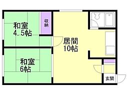 ハイツリバーサイド 2LDKの間取図画像