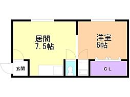 笹村マンション 1LDKの間取図画像