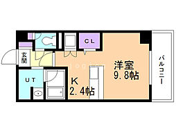 ホーリーフォート南平岸 1Kの間取図画像
