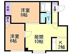 ルモア2 2LDKの間取図画像