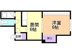 シャトル1DK 1DKの間取図画像