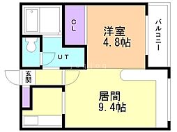 ホークメゾン札幌2号館 1LDKの間取図画像