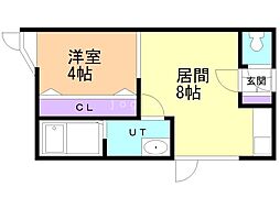 西岡ベストフラット 1LDKの間取図画像