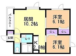 フォレストヒルズ 2LDKの間取図画像