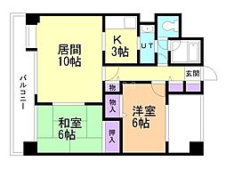 トーアマンション 2LDKの間取図画像