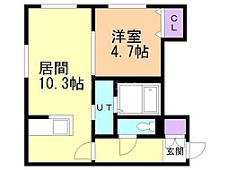 サンステージ豊平4-12 1LDKの間取図画像