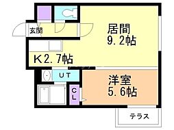 札幌市豊平区中の島一条2丁目マンション 1LDKの間取図画像