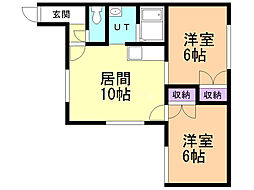 ビューティ4.3C 2LDKの間取図画像