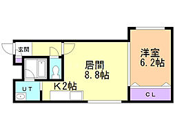 アークガーデンシティB 1LDKの間取図画像