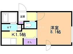 ル・ノール平岸通 1Kの間取図画像