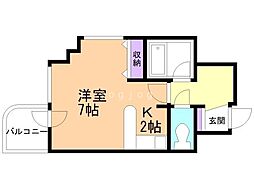 レクセル札幌平岸 1Kの間取図画像