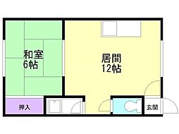 コーポ四条 1LDKの間取図画像