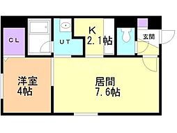 カレラ月寒中央 1LDKの間取図画像