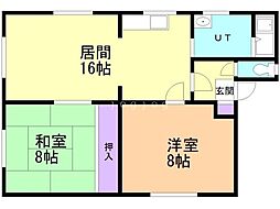 A港南ハイツ 2LDKの間取図画像