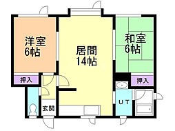 めぞんリラ 2LDKの間取図画像