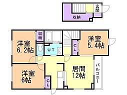 クリスタルコート 3LDKの間取図画像