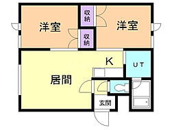 フラワーテラス 2LDKの間取図画像