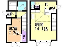 ベルクレスト　Ａ 1階1LDKの間取り