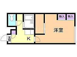 レオパレスCARPEDIEM 1Kの間取図画像