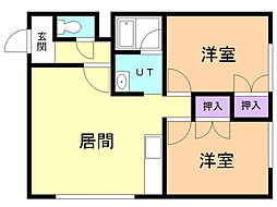 ヴェルディ弐番館 2LDKの間取図画像
