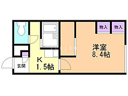 レオパレスツインズD 1Kの間取図画像