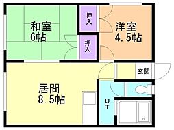 ノースハウス 2DKの間取図画像