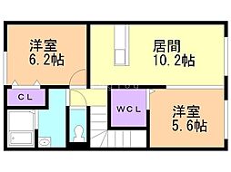 クラージュマロンC棟 2LDKの間取図画像