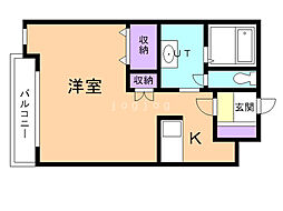 キャロルハウス4 1Kの間取図画像