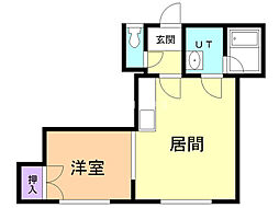 ニューハイツ丸友 1LDKの間取図画像