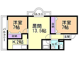 LEE幸町ビル 2LDKの間取図画像
