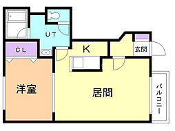 サンクリオージュ弐番館 1LDKの間取図画像