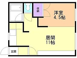 ハイツ山の手 1LDKの間取図画像