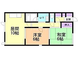 シャノンハイツ 2LDKの間取図画像