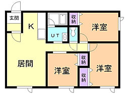 コーポ第2ルレーブ 3LDKの間取図画像