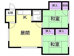 コバヤシハイツ 2LDKの間取図画像
