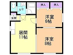 スターリバーハイツ 2LDKの間取図画像