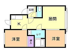 エスポワールC 2LDKの間取図画像