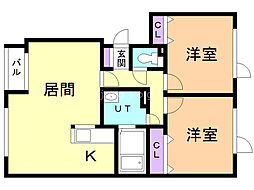 サンライズヒル 2LDKの間取図画像