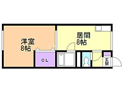 クドウハイツ3 1DKの間取図画像