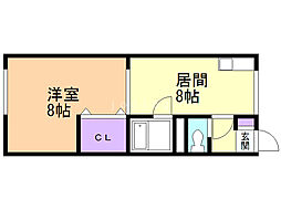 クドウハイツ3 1DKの間取図画像