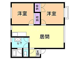 ろくよんハイツ 2LDKの間取図画像