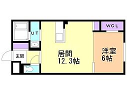 江別市東野幌本町マンション 1LDKの間取図画像