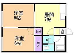 シティハイムセブン 2DKの間取図画像