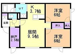 ハッピーライフ 2SLDKの間取図画像