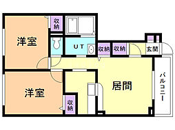 クリスタルコート 2LDKの間取図画像