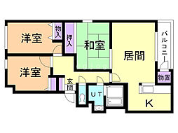 リーベスト大麻 3LDKの間取図画像