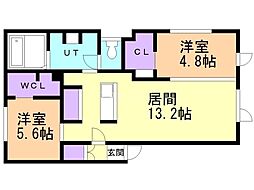 アレックス・コレーガD 2LDKの間取図画像