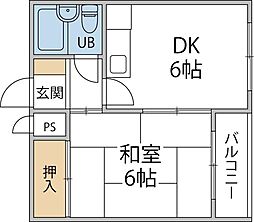 ダイアパレス寺町南 1DKの間取図画像