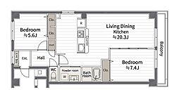 楠木マンション 2LDKの間取図画像