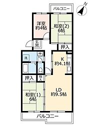 UR鹿の子台北ハイツ 5階3LDKの間取り